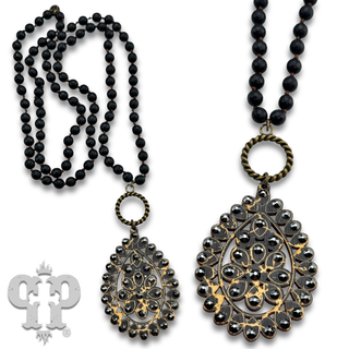 Santa Fe teardrop long necklace with Austrian crystal