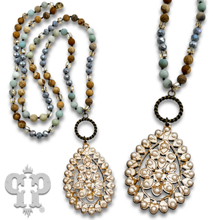 Santa Fe teardrop long necklace with Austrian crystal