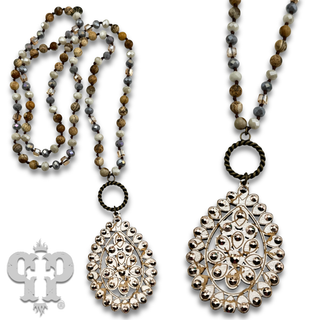 Santa Fe teardrop long necklace with Austrian crystal