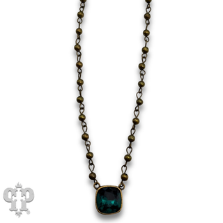 Linked bead necklace with 12mm square crystals from Swarovski®
