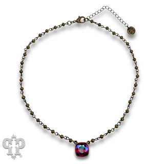 Linked bead necklace with 12mm square crystals from Swarovski®