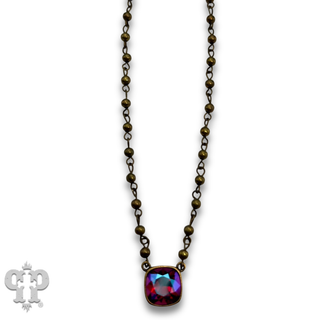 Linked bead necklace with 12mm square crystals from Swarovski®