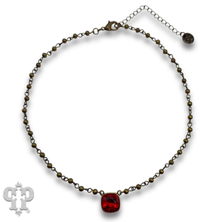 Linked bead necklace with 12mm square crystals from Swarovski®