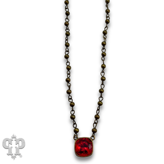 Linked bead necklace with 12mm square crystals from Swarovski®