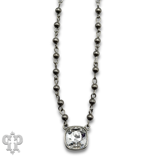 Austrian square crystal linked bead necklace, 12mm