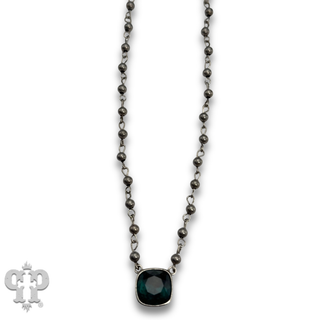Linked bead necklace with 12mm square crystals from Swarovski®