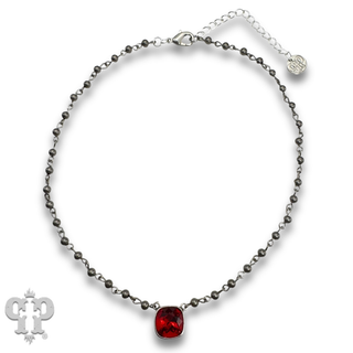 Linked bead necklace with 12mm square crystals from Swarovski®