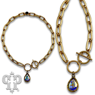 Austrian crystal teardrop chain necklace