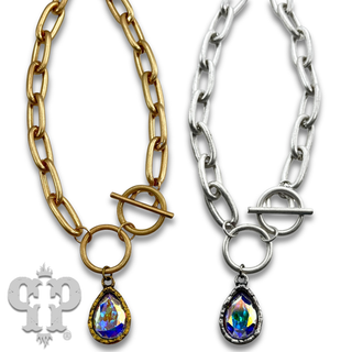 Austrian crystal teardrop chain necklace