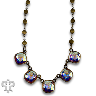 Coin bead necklace with five crystals from Swarovski®
