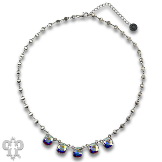 Austrian square crystal chain necklace with five stones