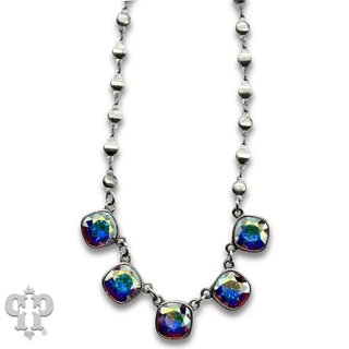 Coin bead necklace with five crystals from Swarovski®