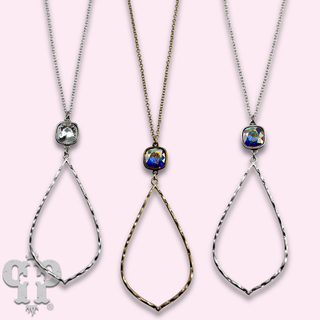 Teardrop chain necklace with Austrian crystal