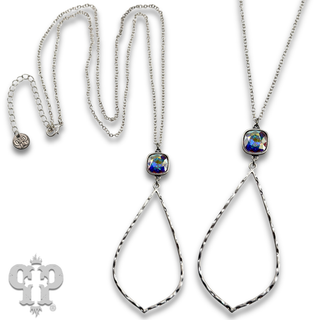 Teardrop chain necklace with Austrian crystal