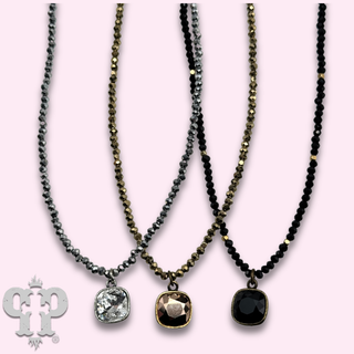 Austrian square crystal bead necklace, 10mm