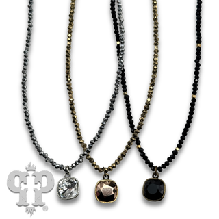Austrian square crystal bead necklace, 10mm