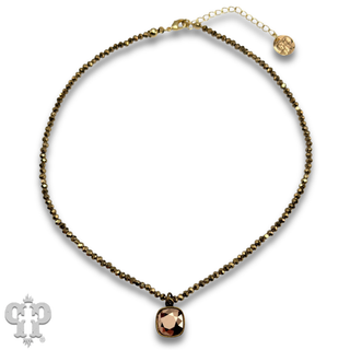 Austrian square crystal bead necklace, 10mm