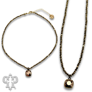 Austrian square crystal bead necklace, 10mm