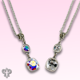 Double square Austrian crystal necklace