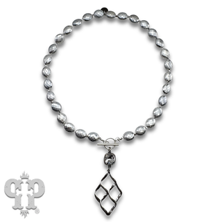Woven teardrop necklace with Austrian crystal