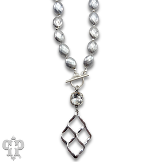 Woven teardrop necklace with Austrian crystal