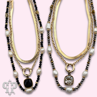 Three strand necklace with Austrian crystal