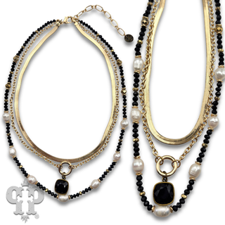 Three strand necklace with Austrian crystal