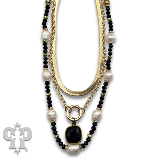 Three strand necklace with Austrian crystal