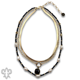 Three strand necklace with Austrian crystal