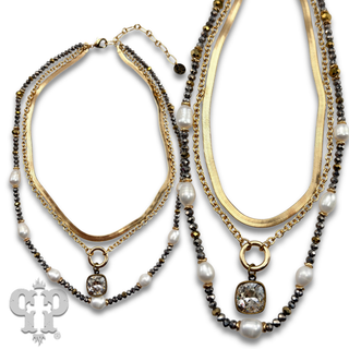 Three strand necklace with Austrian crystal