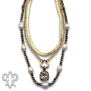 Three strand necklace with Austrian crystal