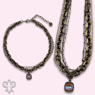 Four strand necklace with Austrian crystal