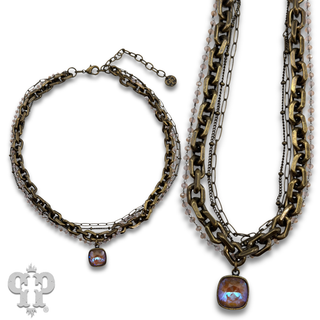 Four strand necklace with Austrian crystal