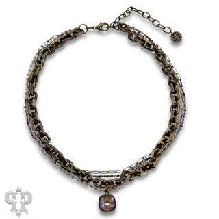 Four strand necklace with Austrian crystal