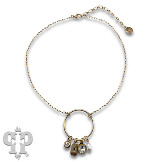 Circle charm necklace, Austrian crystal