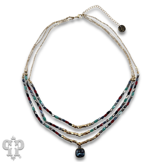 Faceted multi-color bead necklace with Austrian crystal