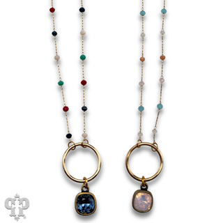 Multi-color bead choker with Austrian crystal