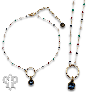 Multi-color bead choker with Austrian crystal