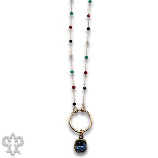 Multi-color bead choker with Austrian crystal