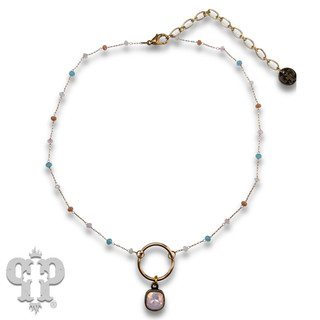 Multi-color bead choker with Austrian crystal