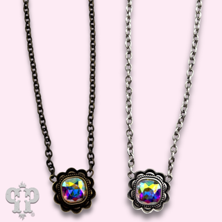 Western ruffle edge drop necklace