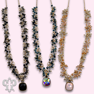Cluster bead necklace, Austrian crystal