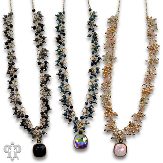 Cluster bead necklace, Austrian crystal