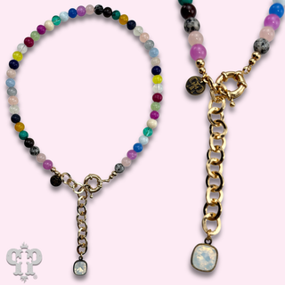 Multi-color bead necklace with Austrian crystal