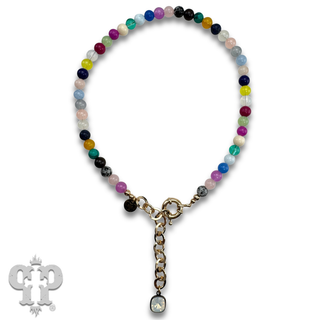 Multi-color bead necklace with Austrian crystal