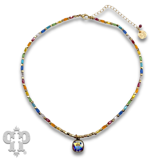 Rice bead necklace with Austrian crystal