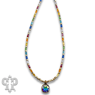 Rice bead necklace with Austrian crystal