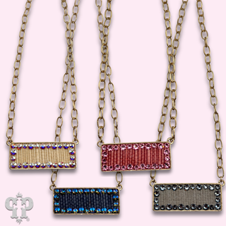 Rectangle rhinestone pendant necklace, Austrian crystals
