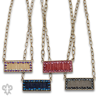 Rectangle rhinestone pendant necklace, Austrian crystals