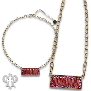 Rectangle rhinestone pendant necklace, Austrian crystals